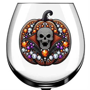 x12 Halloween Jewelled Pumpkin glass vinyl decal stickers Colour ad60 - Picture 1 of 3