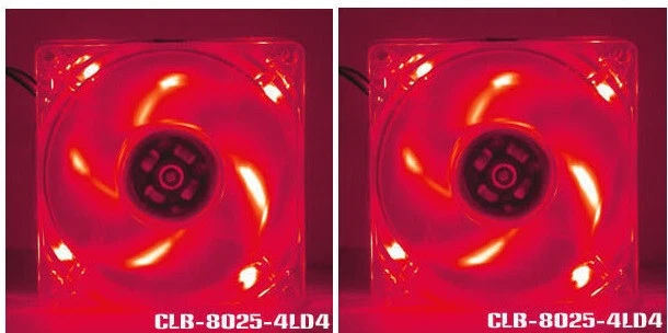 2x EverCool 80mm x 25mm Estuche para Computadora Rojo Quad LED Ventilador de Enfriamiento Foto 1 de 1