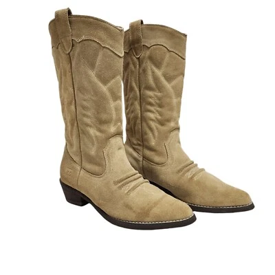 ROXY Giddy Up Beige Gamuza Cuero Vaquero Botas para Mujer Talla 7 B457729PK Foto 1 de 4