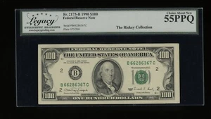 DBR 1990 $100 FRN New York Fr. 2173-B Legacy 55 PPQ Serial B66286367C - Picture 1 of 2