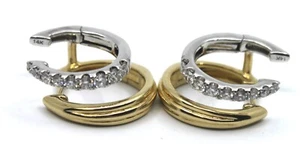 Pendientes de aro doble diamante oro macizo 14k dos tonos (0,32 Tcw) - Imagen 1 de 8