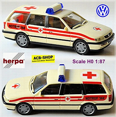 VW Passat III Variant ÖRK Notruf 144 Ambulanza Austria 1993-96 1:87 Herpa 184496 - Immagine 1 di 4