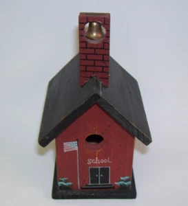Vintage Wooden Figure Old-Fashion School House With Bell - Picture 1 of 3