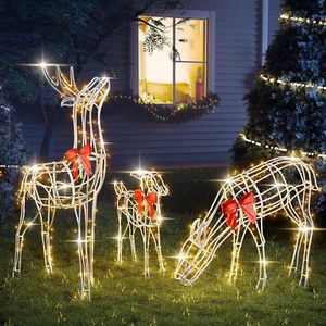 2024 Upgraded Large Christmas Decorations Outdoor Yard, Set of 3 Light up Reinde - Picture 1 of 7