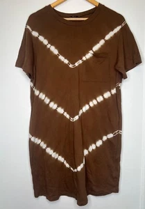 Rails T-Shirt Dress Women's L Brown Canteen Chevron Dress Stripe Casual - Picture 1 of 8