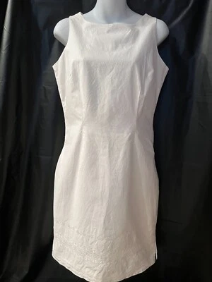 CHARTER CLUB   WHITE EYELET LACE SLEEVELESS  SHEATH SUMMER  DRESS  SZ 6 LINED - Image 1 of 4