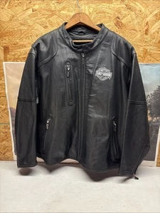Chaqueta de motociclista Harley-Davidson de cuero genuino negra con cremallera completa para hombre talla XLarge - Imagen 1 de 15