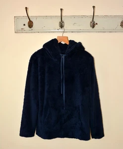 EX CITY COMFORT NAVY SOFT SHERPA KANGAROO POCKET PULLOVER HOODIE SIZE S-M-L - Picture 1 of 10