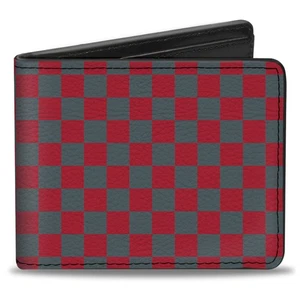 Bi-Fold Wallet Checker Crimson Red/Gray - Picture 1 of 8