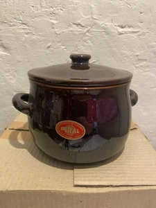 Piral, Olla con Tapa, Cerámica, Marrón Oscuro Midcentury Italia Original - Imagen 1 de 5