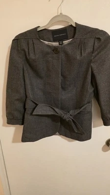 Banana Republic Blazer Womens 4 Stretch Wool Buttons Belted 3/4 Sleeve Gray NWT - Image 1 of 4