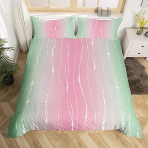Sage Green and Pink Duvet Cover Twin Girls Women Abstract Aesthetic Bedding S... - Picture 1 of 6
