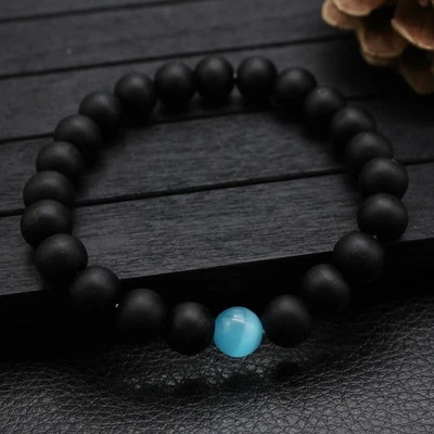 Black Onyx 8mm Beads Healing Chakra Strength Protection Women Men Bracelet Gifts - Image 1 of 4