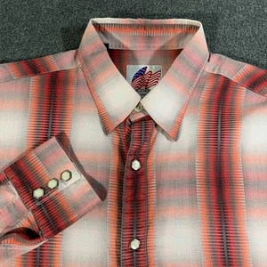 Acorn By Bob Goldfeder Shirt Men’s XL Western Plaid Triple Hexagon Pearl Snaps - Picture 1 of 9