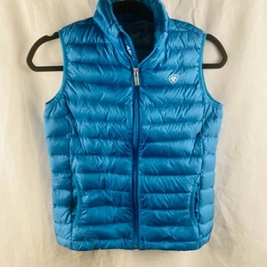 Ariat Girl's Ideal Down Light Blue Teal Turquoise Quilted Puffer Vest XL - Picture 1 of 7