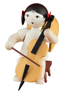 Schleifenengel Cello Hocker 11cm gebeizt - Ulmik Erzgebirge - NEU & OVP - Bild 1 von 1
