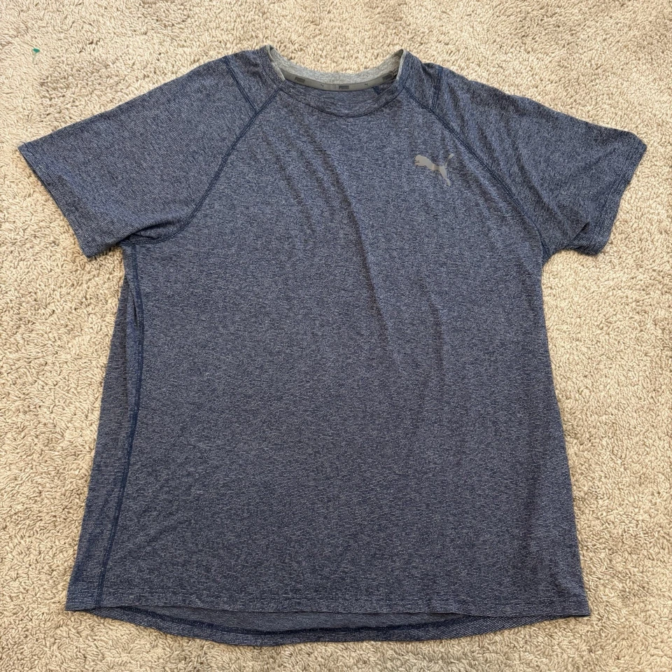 Camisa Puma Camiseta Para Hombre XL Manga Corta Calce Seco Azul Gris Raglán Foto 1 de 4