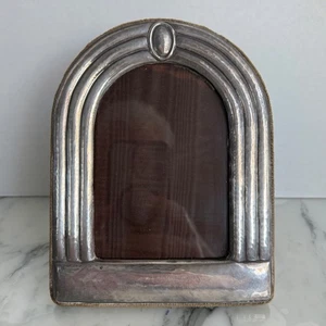 CORNICE PORTAFOTO vintage o antica ARGENTO STERLING ad arco superiore art deco 3,5 x 5 martellata - Foto 1 di 10