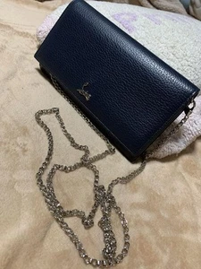 Christian Louboutin Navy Leder Schultertasche Kettenriemen Rot Innentasche - Bild 1 von 8