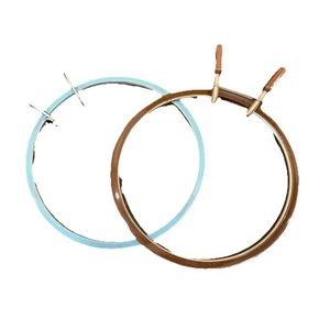 Vintage Spring Squeeze Pinch Tension Plastic & Metal Embroidery Hoops TWO 7 Inch - Picture 1 of 8