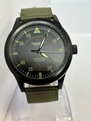 Men’s Aviator Style Wristwatch American Aviator 158294 New Battery WA-T11 - Image 1 of 4