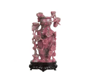 China 1. H: 20. Jh. Jarrón con tapa de rodonita - un jarrón chino de piedra dura 'rodonita'  - Imagen 1 de 5