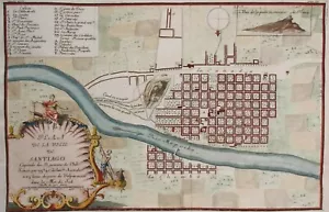 Chile map Santiago de Chile Chili 1716 Francois Frezier - Picture 1 of 11