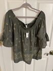 Maurices Green Yellow Floral Rayon Top Plus Size Xxl Nwt