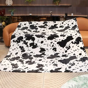 Queen Size Cow Print Fleece Blanket - Extra Large Cozy Bedding, Plush Soft Fu... - Picture 1 of 8
