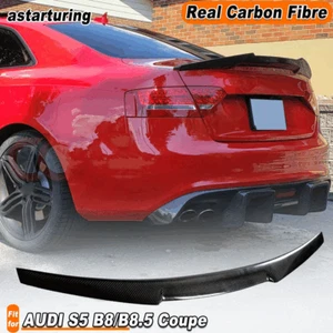 Fit for AUDI S5 B8/B8.5 Coupe 2008-17 Real Carbon Fiber Rear Trunk Spoiler Wing - Picture 1 of 12