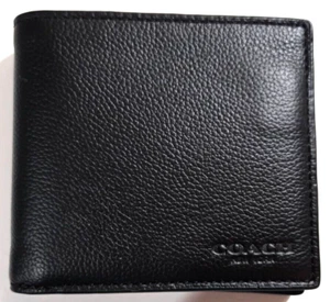 Cartera Coach F75084 para hombre doble billetera deportiva pantorrilla negra nueva con etiquetas - Imagen 1 de 6