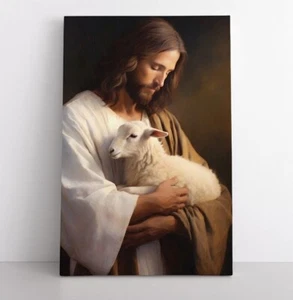 Jesus Christ Good Shepherd Christian Wall Art Painting Canvas Print Church Decor - Picture 1 of 12