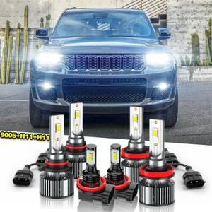 For Jeep Grand Cherokee 2019-2021 LED Headlight Fog Light Bulbs Combo - Picture 1 of 12