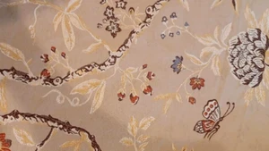 POTTERY BARN FLORAL BUTTERFLY STITCHED RED/BLUE/BROWN/TAUPE FULL /QUEEN DUVET - Picture 1 of 6