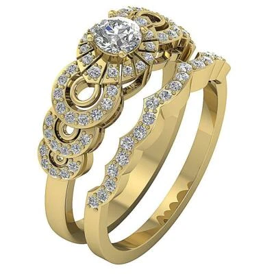Designer Bridal Wedding Ring Natural Diamond SI1 G 0.80Ct 8.50MM 14K Yellow Gold - Image 1 of 4