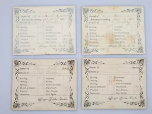 4 Vintage 1880s Report Cards for Willie Berkey at Snow Ball School Arkansas (?) - Picture 1 of 3