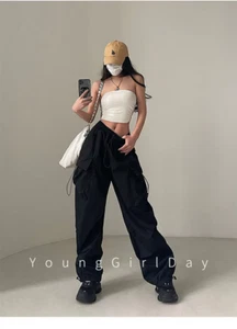 Techwear DAMSKIE Baggy Spodnie Damskie Spodnie Spodnie Rave Techno Clubwear Emo Gothic Punk - Zdjęcie 1 z 22