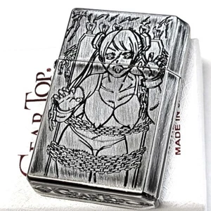 Gear Top Sexy Monster Franken Oil Lighter Antique Silver Made In Japan - Picture 1 of 8