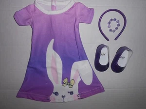 Easter dress and shoes complete outfit for 18" doll- Bunny Purple - Picture 1 of 2