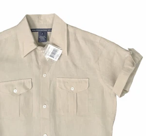 NEW Polo Ralph Lauren Womens Short Sleeve Linen Shirt!  Tan   Roll Tab Sleeve - Picture 1 of 2