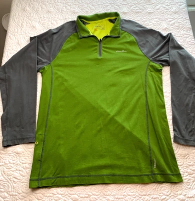 Ropa deportiva Eddie Bauer Free Dry talla TL para hombre 1/4 cremallera manga larga verde gris Foto 1 de 4
