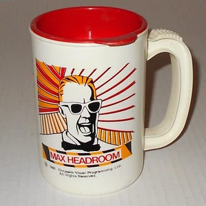Vintage Max Headroom Coffee Cup With Lid - Collectible Condition Rare - Picture 1 of 9