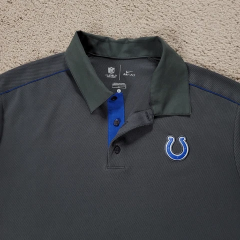 indianapolis colts nike mens polo shirt LARGE gray blue NFL Football Dri-Fit Cover