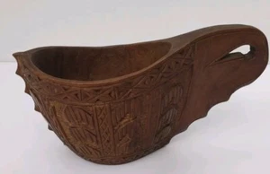 Vintage handgeschnitzte Holz Kuksa Tasse Jugoslawisch Samisch Nordisch Trinkgefäß - Bild 1 von 9