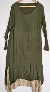 Anself Plus Size XL 2X Asymmetrical Midi Dress Layered Lagenlook Crinkled Size - Picture 1 of 6