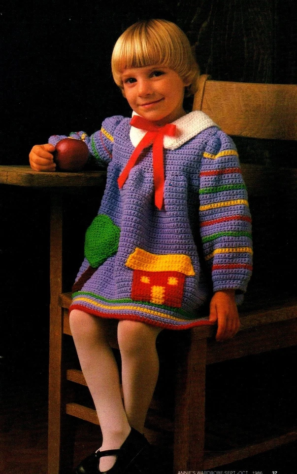 ADORABLE Child's School Dress/Crochet Pattern INSTRUCTIONS ONLY - Image 1 of 1
