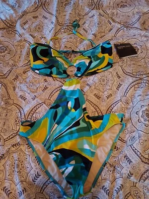 Купальник Newport News SWIM многоцветный синий, зеленый, желтый ВЫРЕЗ O кольцо 12 - Изображение 1 из 4