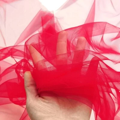 5 yards/lot Wedding Veil Tulle Plain Nylon Mesh Fabric Stage Craft DIY Material - Image 1 of 4