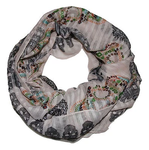 origineller Skull Torenkopf Loopschal offwhite creme Damen Loop Schal - Bild 1 von 2