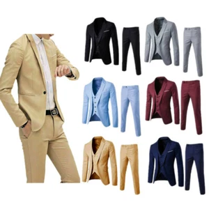 FEESHOW Mens Fashion Suits 3 Piece Jacket Vest Pants Formal Tuxedo Business - Bild 1 von 9